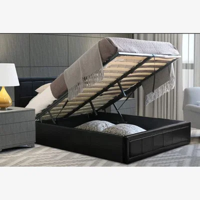 The Range Black Ottoman Storage Bed Frame With Mattress - Black / Yes / Single