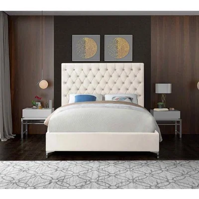 The Range Antonio Upholstered Plush Velvet Bed Frame - Yellow / Single