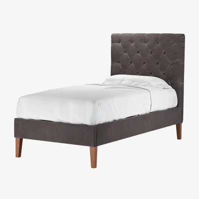 Sofa.com Rosalie 130cm Single Bed in Shale Aquaclean Clever Velvet
