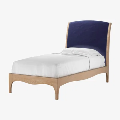Sofa.com Emilia Single Bed in Prussian Blue Cotton Matt Velvet - sofa.com