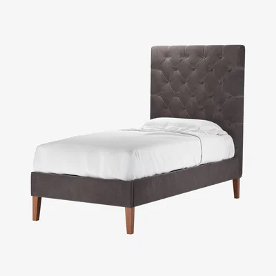 Sofa.com Rosalie 150cm Single Bed in Shale Aquaclean Clever Velvet
