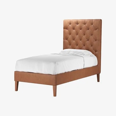 Sofa.com Rosalie 150cm Single Bed in Cognac Grain Leather - sofa.com