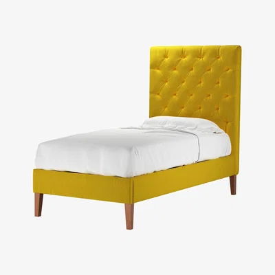 Sofa.com Rosalie 150cm Single Bed in Canary Cotton Matt Velvet - sofa.com