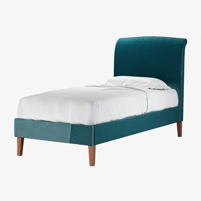 Sofa.com Thea Single Bed in Deep Turquoise Cotton Matt Velvet - sofa.com