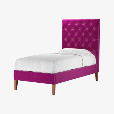 Sofa.com Rosalie 150cm Single Bed in Peony Cotton Matt Velvet - sofa.com