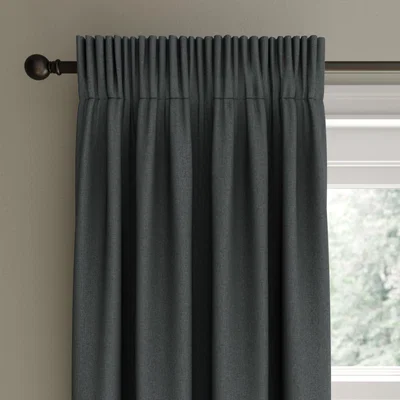 Dunelm Berlin Charcoal Thermal Blackout Pencil Pleat Curtains Dark Grey