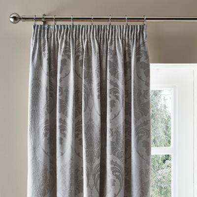Dunelm Zahra Silver Jacquard Pencil Pleat Curtains Silver