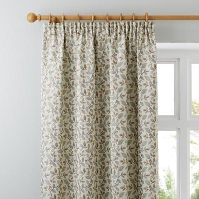 Dunelm Dianna Duck Egg Pencil Pleat Curtains Blue, Green and Brown