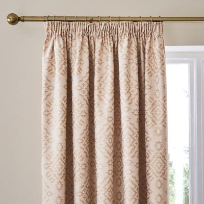 Dunelm Azira Mushroom Blackout Pencil Pleat Curtains Beige