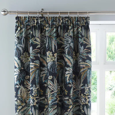 Dunelm Tahiti Pencil Pleat Curtains Teal Teal (Blue)