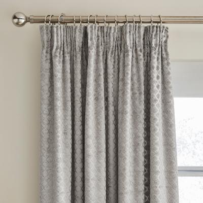Dunelm Cut Velvet Silver Thermal Pencil Pleat Curtains Silver