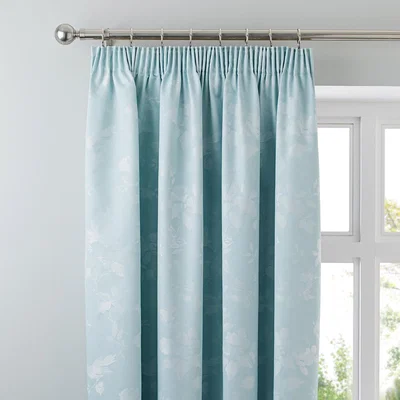 Dunelm Eden Duck-Egg Thermal Pencil Pleat Curtains Blue