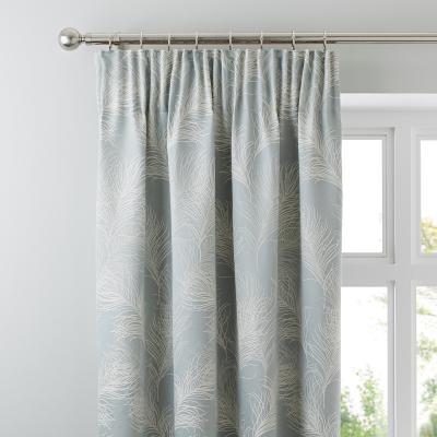 Dunelm Feathers Duck Egg Pencil Pleat Curtains Blue and White