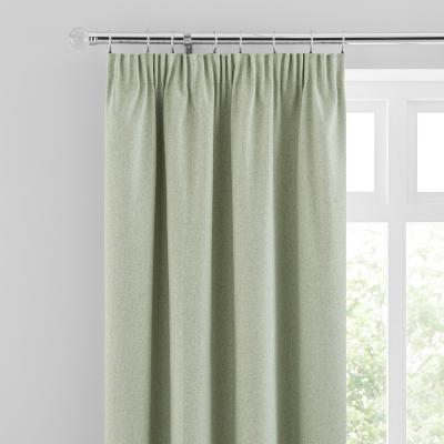 Dunelm Luna Sage Blackout Pencil Pleat Curtains Green