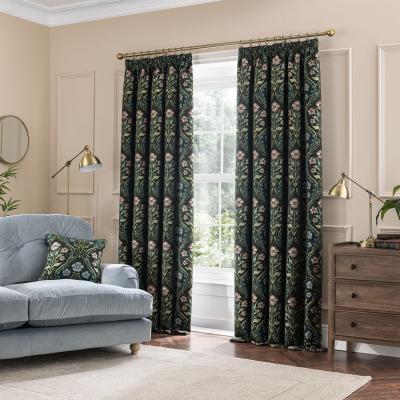 Dunelm Chalfield Green Pencil Pleat Curtains Green