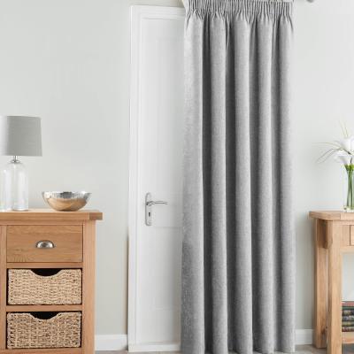 Dunelm Chenille Silver Thermal Pencil Pleat Door Curtain Silver