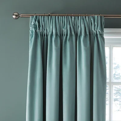 Dunelm Dorma Burford Blackout Pencil Pleat Curtains Seafoam (Blue)