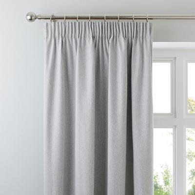 Dunelm Luna Brushed Dove Grey Blackout Pencil Pleat Curtains Grey
