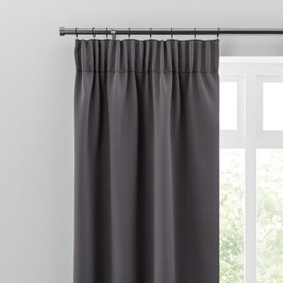 Dunelm Hotel Grey Sound Reducing Pencil Pleat Curtains Grey