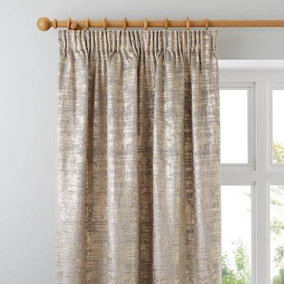 Dunelm Romano Gold Velour Pencil Pleat Curtains Gold