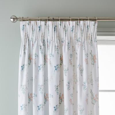 Dunelm Dorma Beatrice Pink Blackout Pencil Pleat Curtains Pink/Green/White