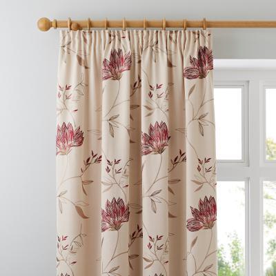 Dunelm Amelia Red Pencil Pleat Curtains Red and Beige