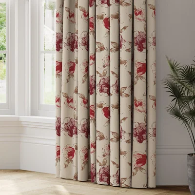 Dunelm Courtney Made to Measure Curtains Courtney Woven Red