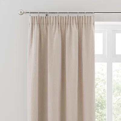 Dunelm Churchgate Cartmel 100% Linen Natural Pencil Pleat Curtains Brown