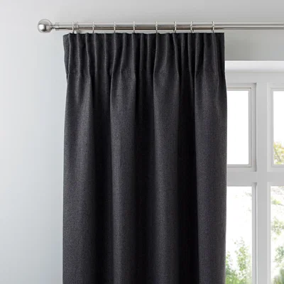 Dunelm Jennings Charcoal Thermal Pencil Pleat Curtains Grey