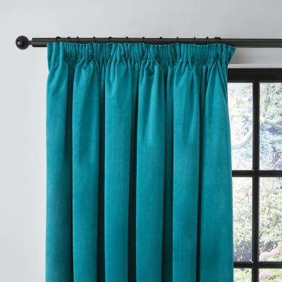 Dunelm Recycled Velour Teal Pencil Pleat Curtains Teal (Blue)