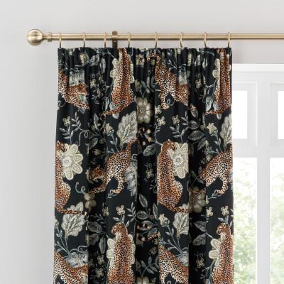 Dunelm Paradise Cheetah Green Pencil Pleat Curtains Green