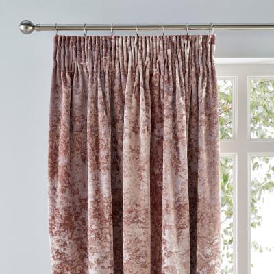 Dunelm Crushed Velour Blush Pencil Pleat Curtains Blush Pink