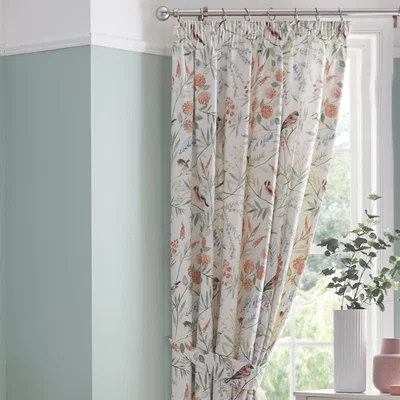 Dunelm Caraway Terracotta 168 x 183cm Pencil Pleat Curtains With Tie Backs Terracotta