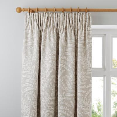 Dunelm Alderly Natural Pencil Pleat Curtains Brown and White