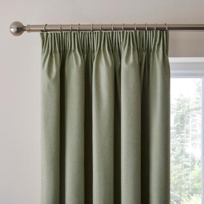 Dunelm Rotterdam Herringbone Sage Blackout Pencil Pleat Curtains Green
