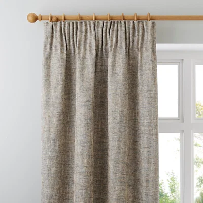 Dunelm Thornton Blue Pencil Pleat Curtains Brown and Blue
