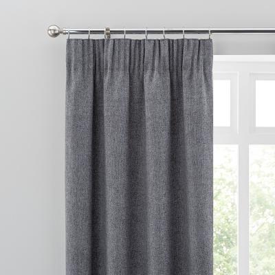 Dunelm Oxford Charcoal Chenille Pencil Pleat Curtains Charcoal