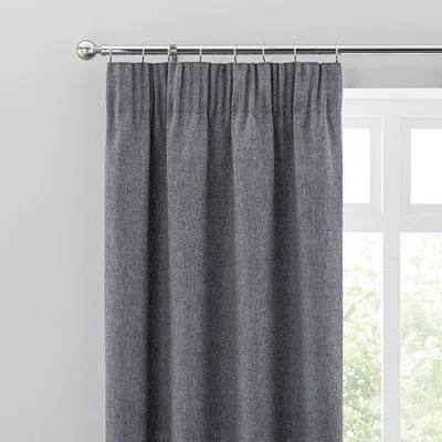Dunelm Oxford Charcoal Chenille Pencil Pleat Curtains Charcoal