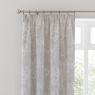 Dunelm Flourish Grey Pencil Pleat Curtains Grey/White