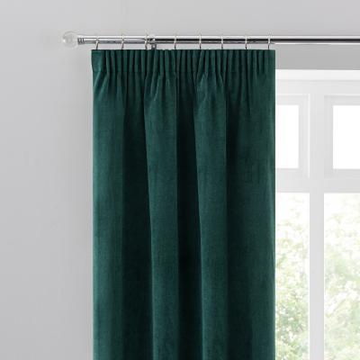 Dunelm Margot Jade Matt Velour Pencil Pleat Curtains Grey and Silver