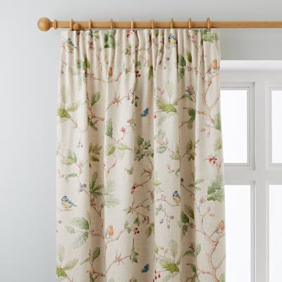 Dunelm Dorma Woodland Birds Natural Pencil Pleat Curtains Brown, Green and Blue