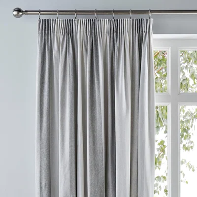 Dunelm Wide Stripe Grey Pencil Pleat Curtains Grey
