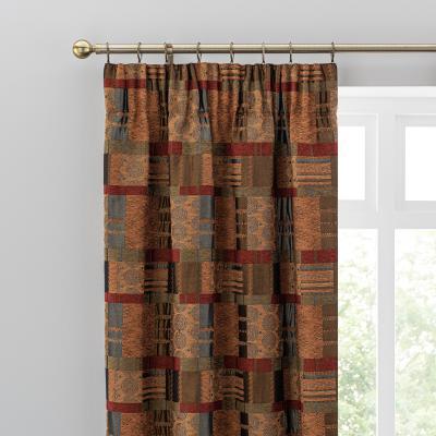 Dunelm Prague Chenille Terracotta Pencil Pleat Curtains Prague Terracotta