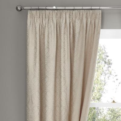 Dunelm Woven Fearne Ivory Pair of Pencil Pleat Curtains With Tie Backs Ivory