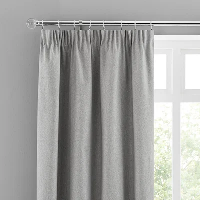 Dunelm Luna Mid Grey Blackout Pencil Pleat Curtains Grey