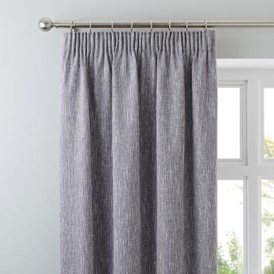 Dunelm Boucle Grey Pencil Pleat Curtains Grey