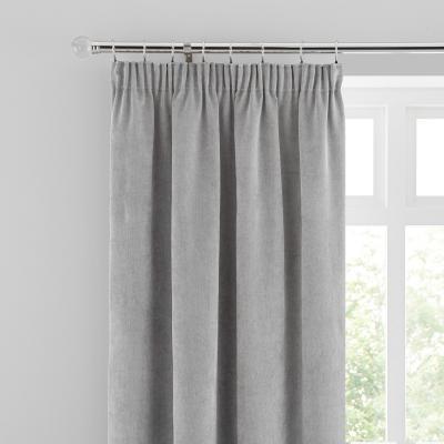 Dunelm Margot Velour Grey Pencil Pleat Curtains Grey