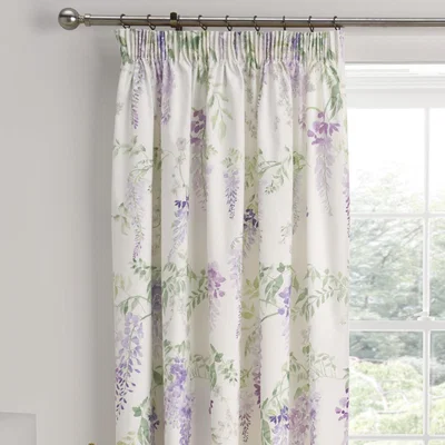 Dunelm Wisteria Lilac 168 x 183cm Pencil Pleat Curtains With Tie Backs Lilac
