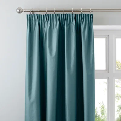 Dunelm Nova Teal Blackout Pencil Pleat Curtains Teal (Green)