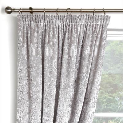 Dunelm Curtina Trinity Jacquard Silver Pencil Pleat Curtains Silver